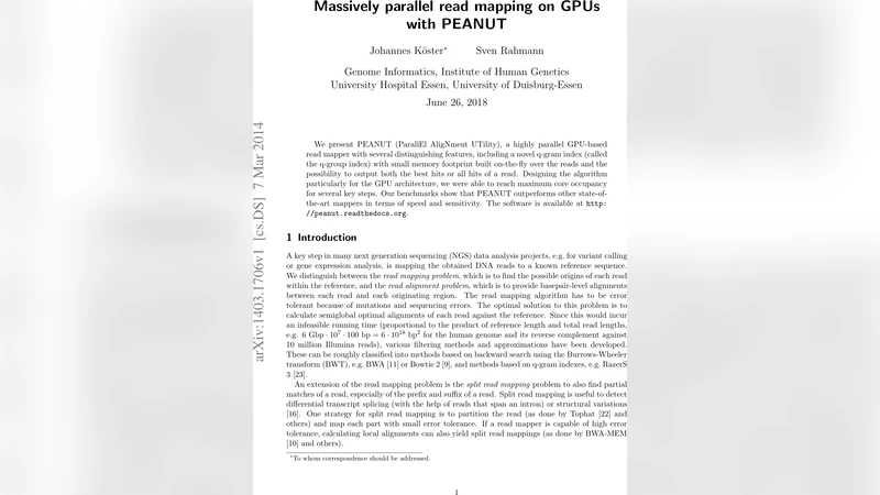 GPU 기반 대규모 병렬 리드 매핑 PEANUT