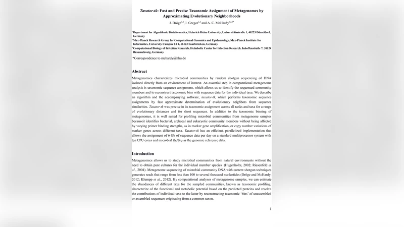 빠르고 정확한 메타게놈 분류를 위한 Taxator‑tk