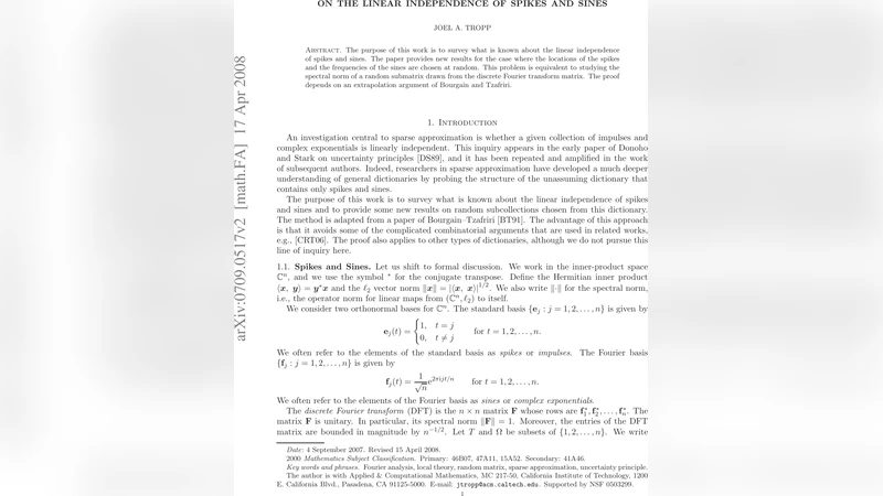 스파이크와 사인 함수의 선형 독립성