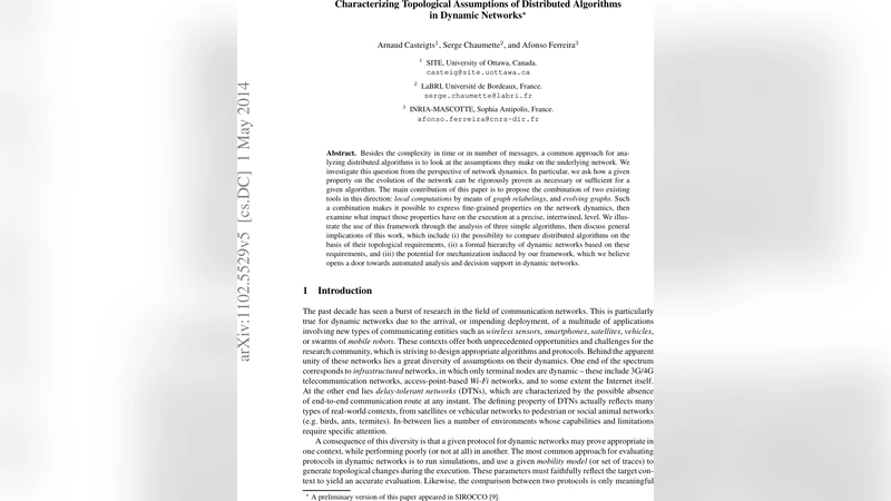 동적 네트워크에서 분산 알고리즘의 위상 가정 분석