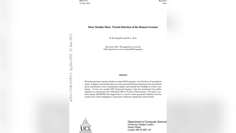 인간 유전체에 침투한 마이코플라스마 유전자 또다시 발견