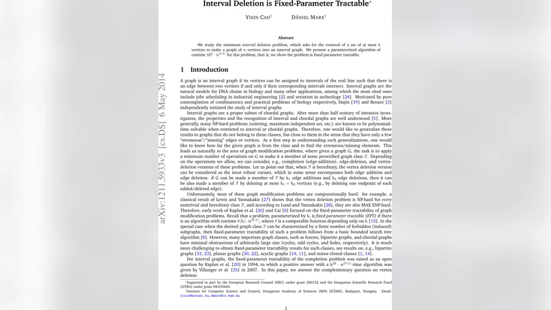 구간 그래프 변환을 위한 정점 삭제 문제의 FPT 해결