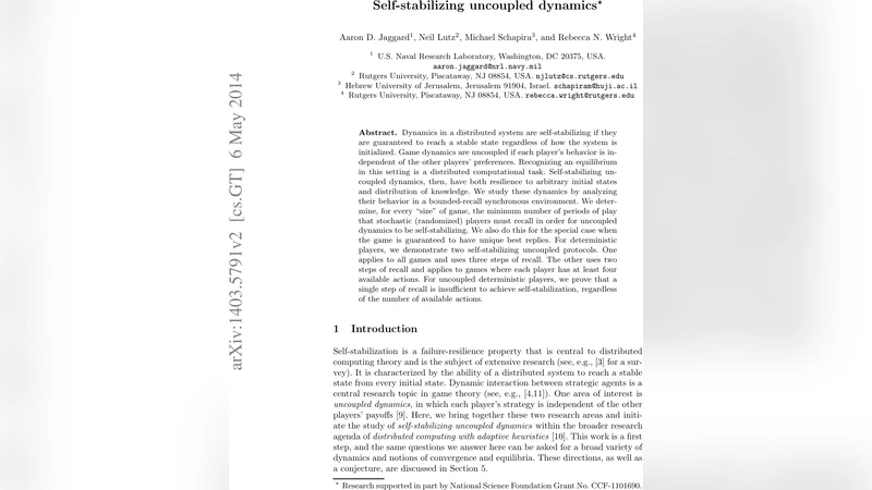 자기안정적 비결합 동역학 연구