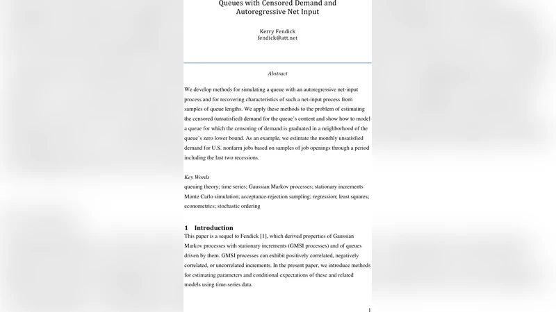 자동회귀 순입력과 검열된 수요를 가진 대기열 모델링