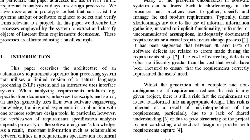 자연어 처리 기반 자동 요구사항 분석 도구