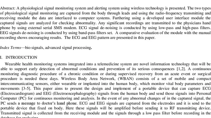 무선 기반 체내 네트워크를 이용한 실시간 생체 신호 모니터링 및 알림 시스템