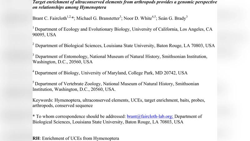 hymenoptera의 유전적 관계를 이해하는 새로운 방법: 초보존 요소의 타겟 리치먼트