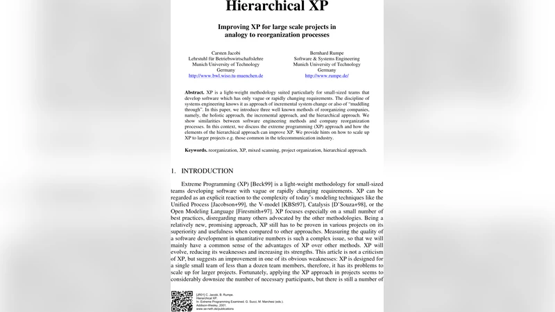 계층형 익스트림 프로그래밍: 대규모 프로젝트를 위한 확장 전략