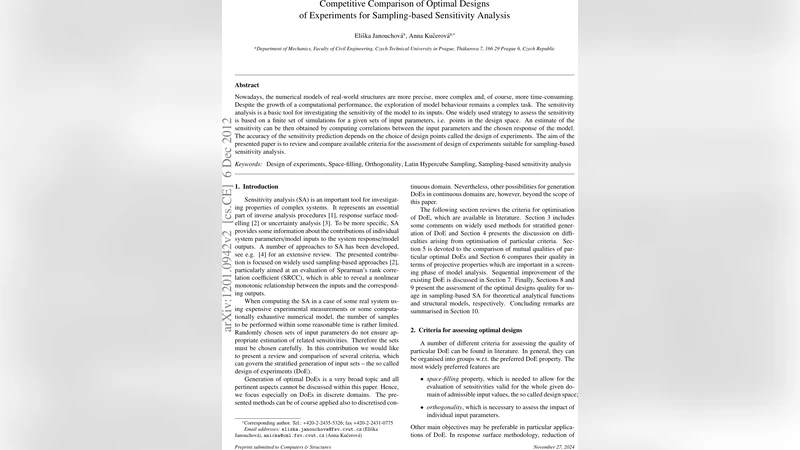 샘플링 기반 민감도 분석을 위한 최적 실험 설계 비교 연구