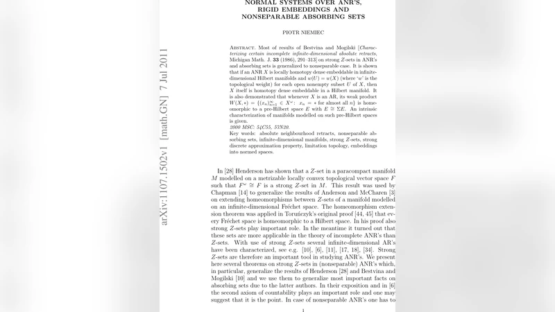 비가산 ANR과 강체 삽입, 비가산 흡수 집합의 새로운 전개