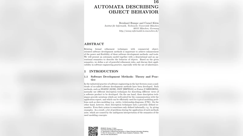 객체 행동을 기술하는 자동자 모델