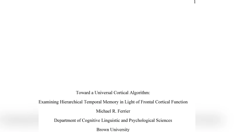 보편적 피질 알고리즘을 향하여 전두엽 기능과 계층적 시간 기억의 통합