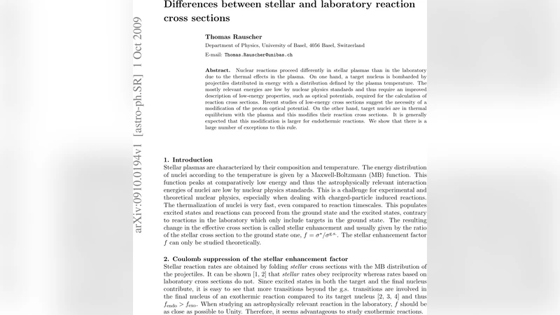 별 내부와 실험실에서의 핵반응 차이