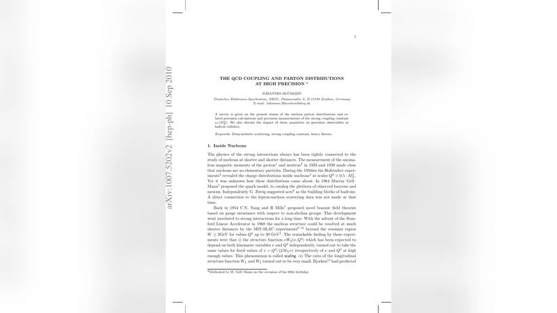 고정밀 QCD 결합 상수와 파트론 분포