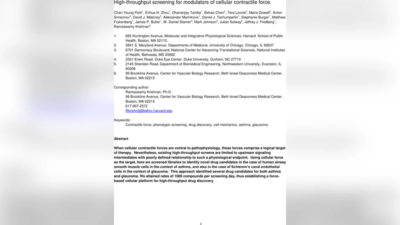 세포 수축력 기반 고속 약물 스크리닝 플랫폼