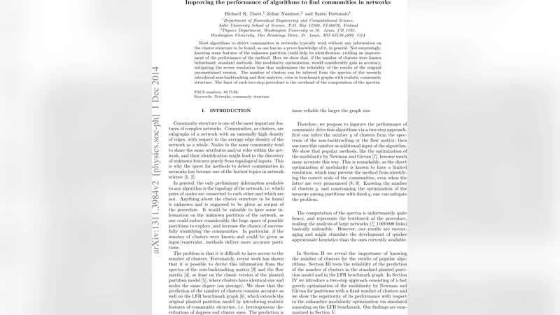 알고리즘 성능 향상을 위한 사전 군집 수 추정과 제한적 모듈러리티 최적화