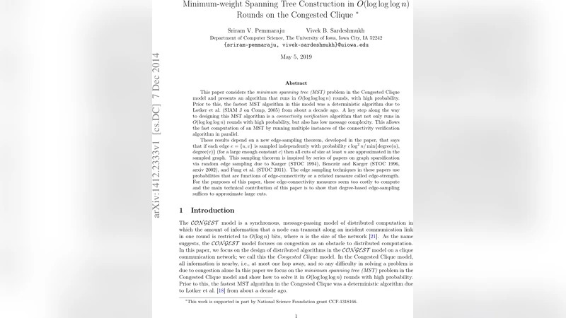 클릭 클리크 모델에서 초고속 MST 구축 로그 로그 로그 n 라운드