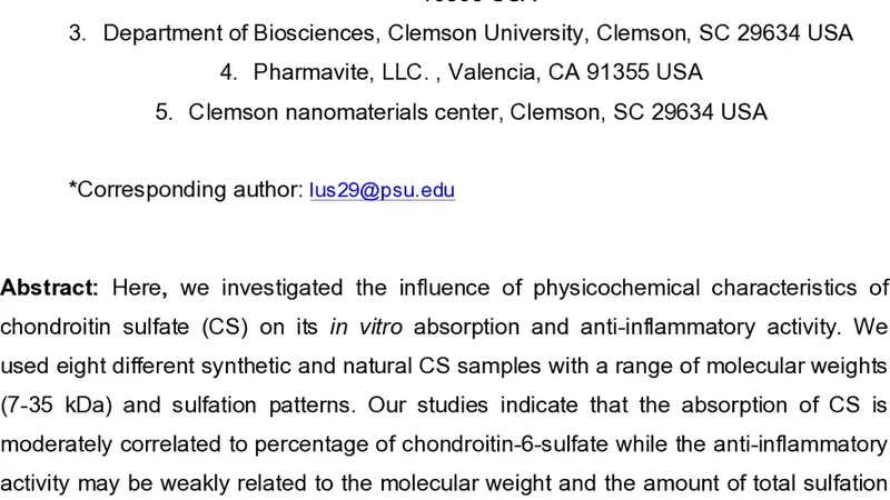 키스톤: 키토산 황산염의 분자량·황산화 패턴이 흡수와 항염 효과에 미치는 영향
