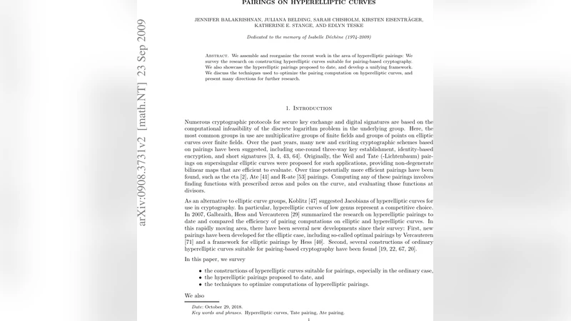 초고차곡선 페어링의 최신 동향과 최적화