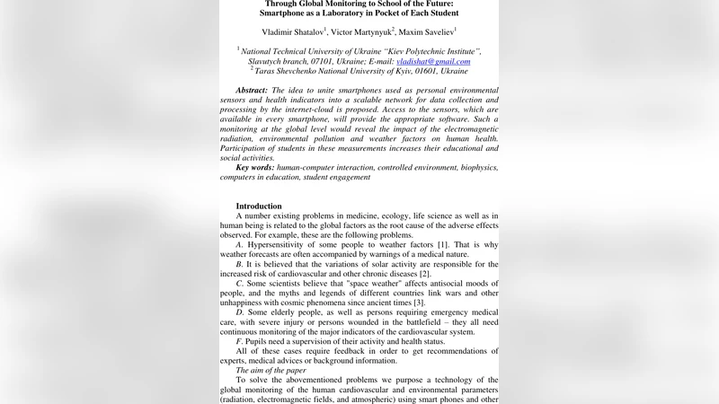 스마트폰을 주머니 속 실험실로 미래 학교를 위한 글로벌 환경·건강 모니터링