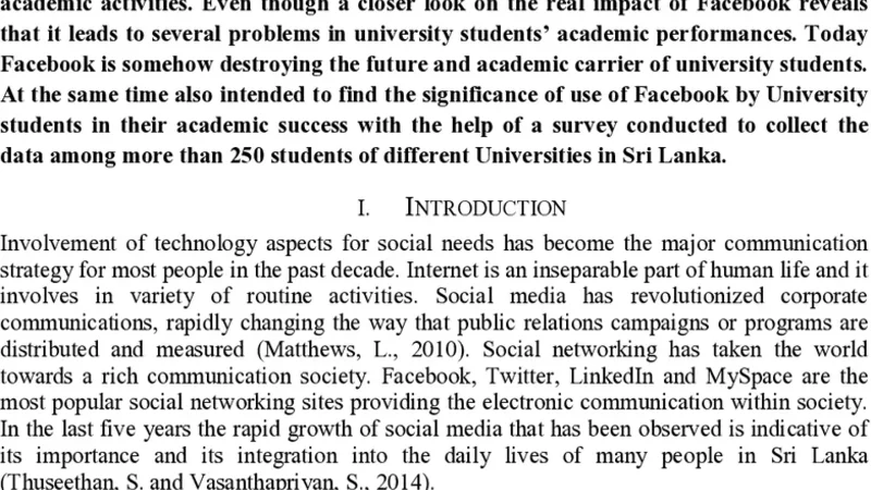 페이스북이 스리랑카 대학생 학업 성취도에 미치는 영향