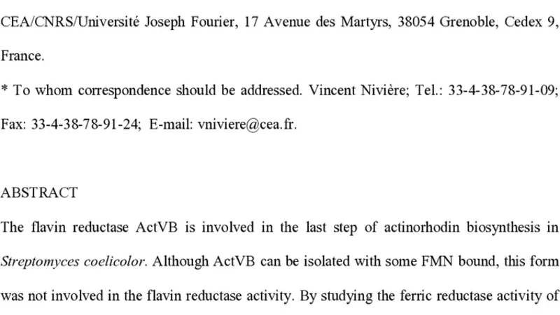 ActVB 플라빈 환원효소의 이중 역할: FMN 결합형태가 보여주는 전자 전달 활성