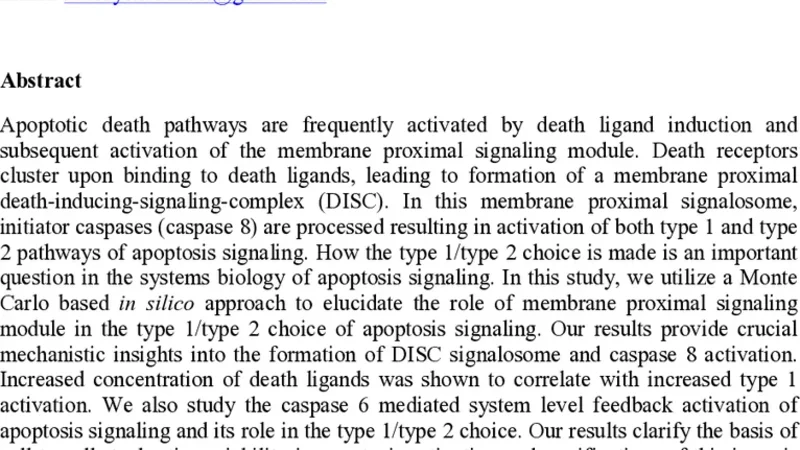 죽음 리간드 농도와 막 근접 신호 모듈이 세포 사멸 유형 선택을 조절한다