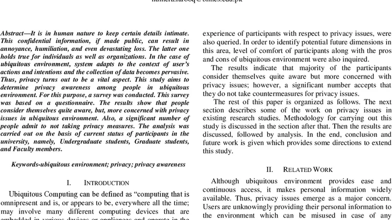 유비쿼터스 환경에서 개인정보 인식 조사