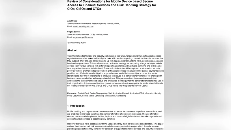 모바일 기기를 통한 금융 서비스 보안 접근 및 위험 관리 전략