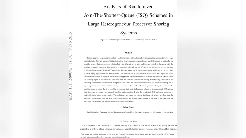 대규모 이기종 프로세서 공유 시스템에서의 부하 균형 분석