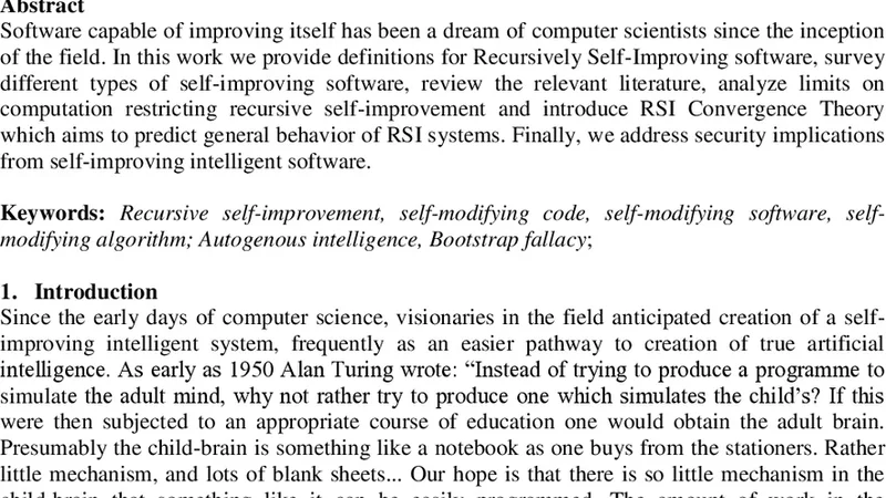 재귀적 자기개선 소프트웨어와 특이점 도래