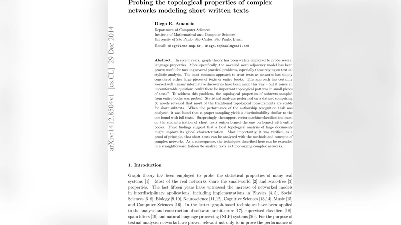 짧은 텍스트의 복합 네트워크 토폴로지 분석
