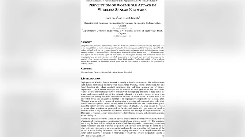 무선 센서 네트워크 웜홀 공격 방지 기법