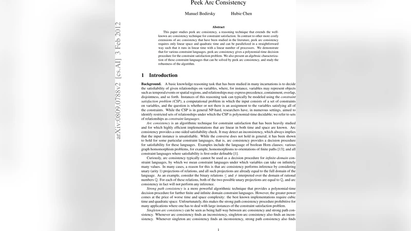 피크 아크 일관성 효율적 제약 만족 탐색