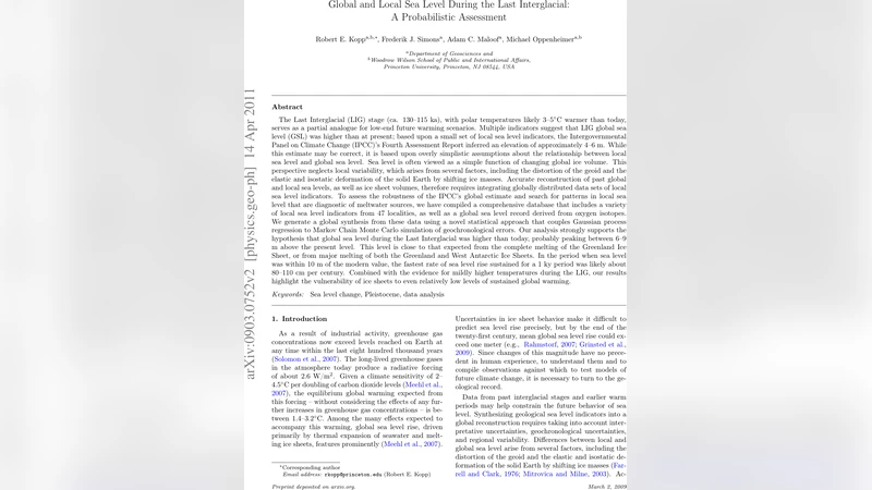 지난 간빙기 해수면 상승 전 지구적 지역적 분석