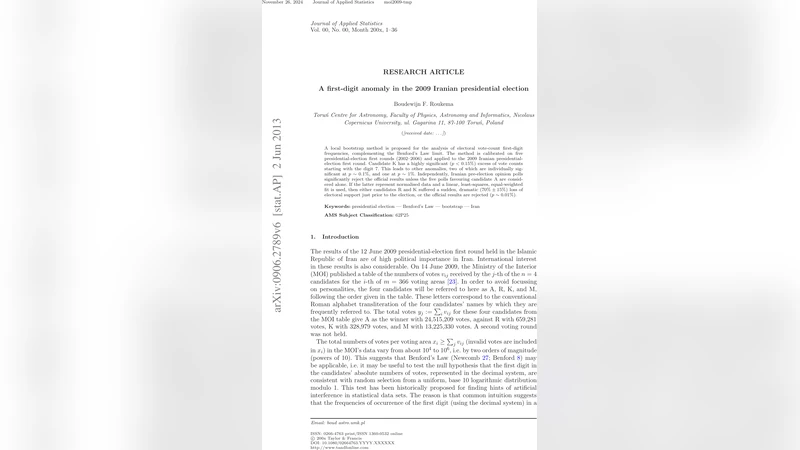 2009년 이란 대통령 선거 첫 자리수 이상현상 분석