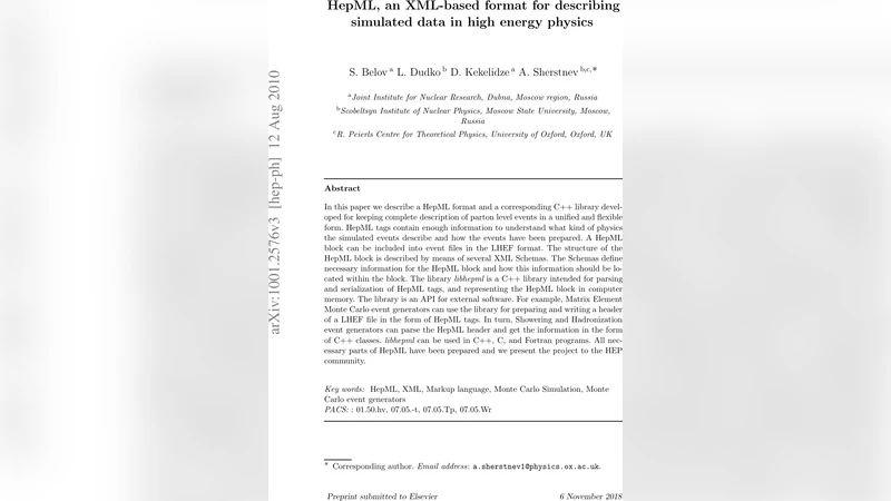 통합 시뮬레이션 데이터 표준 HepML