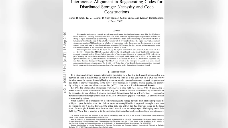 정확 복구를 위한 인터페이스 정렬 기반 최소 저장 재생코드와 존재·불가능성 연구