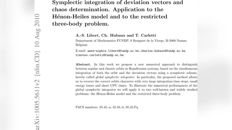 전역 해밀턴 적분을 이용한 편차벡터 동시 적분과 혼돈 판별
