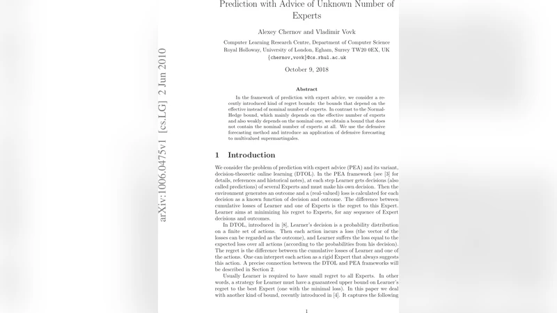 전문가 수가 알려지지 않은 상황에서의 예측과 조언
