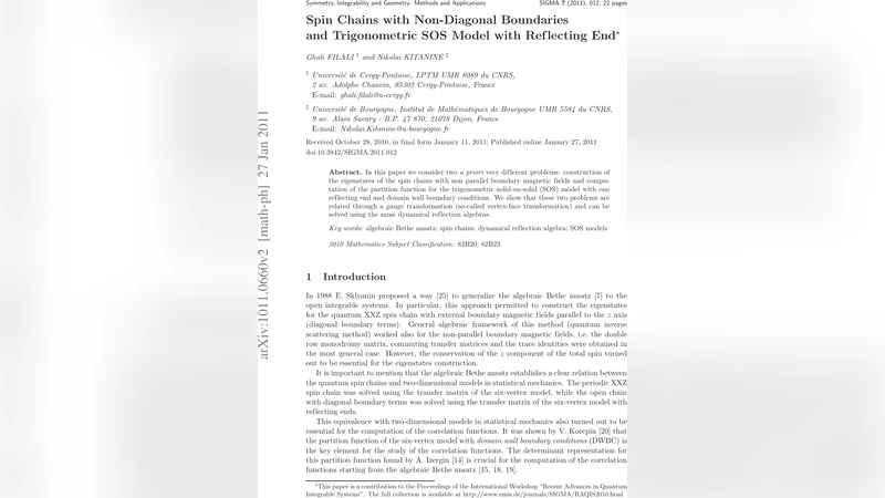 비대각선 경계와 반사 끝을 가진 삼각형 SOS 모델의 스핀 체인 해법