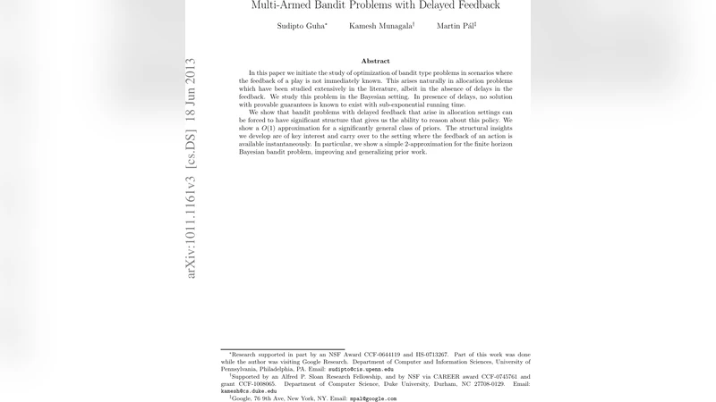 지연 피드백을 고려한 다중무장 밴딧 최적화