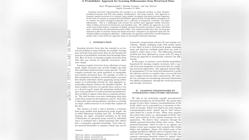 구조화된 데이터에서 민속 분류 체계 학습을 위한 확률적 접근법