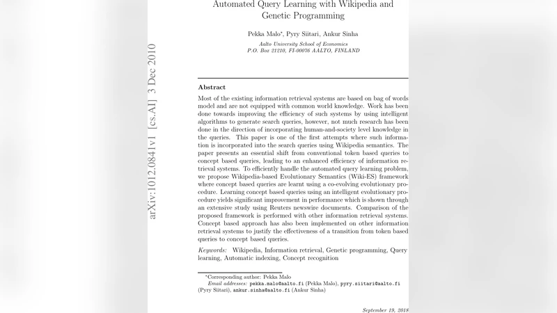 위키와 유전 프로그래밍을 활용한 자동 쿼리 학습