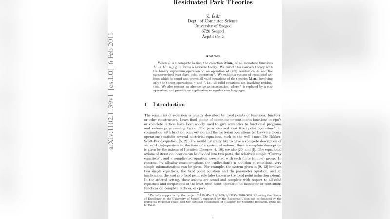 잔여 연산과 최소 고정점이 결합된 완전 격자 이론