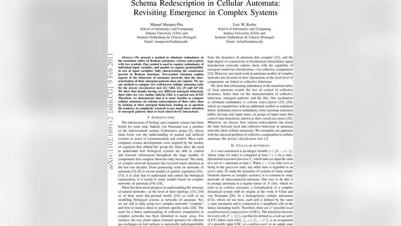 셀룰러 오토마타 규칙의 중복 제거와 새로운 두‑심볼 스키마: 복잡계에서의 출현 현상 재고