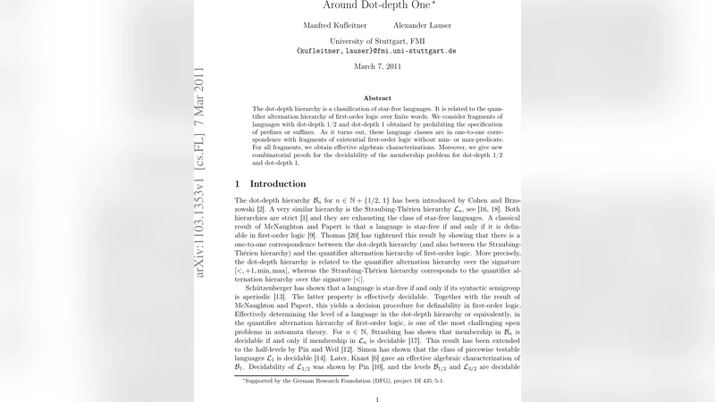 점 깊이 1을 둘러싼 탐구