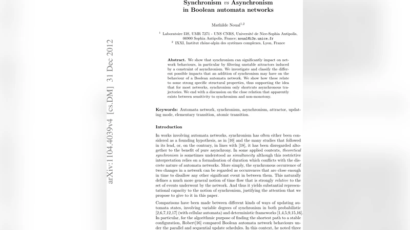 동기식과 비동기식 Boolean 네트워크의 행동 차이