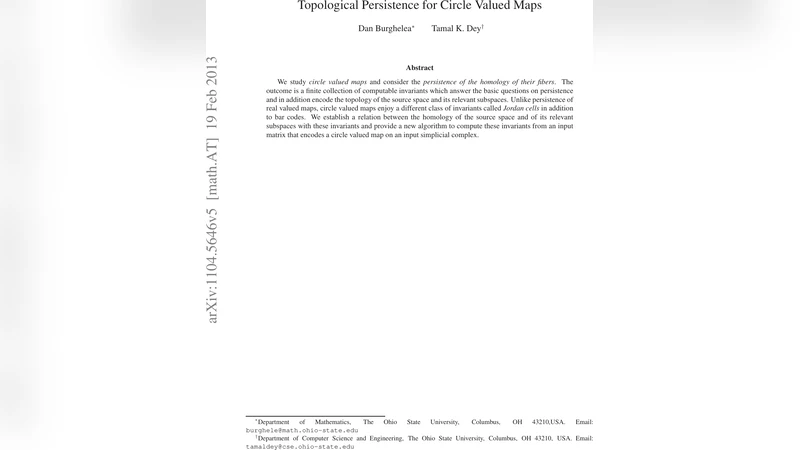 원값 지도 지속성: 바코드와 조던 셀의 새로운 불변량