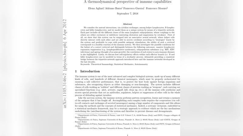 면역 시스템의 열역학적 네트워크와 기억 회복 메커니즘